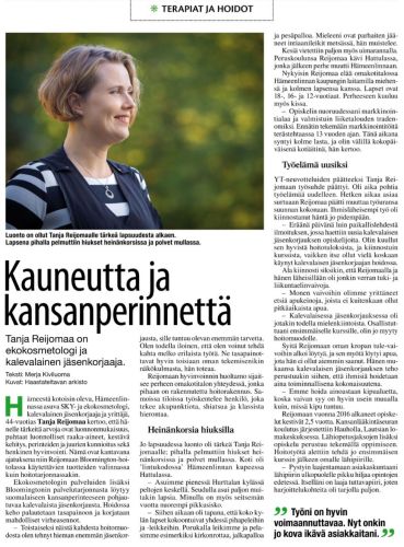 Luontaisterveys-lehden haastattelussa - Kauneutta ja kansanperinnettä ekokosmetologi ja kalevalainen jäsenkorjaaja luottaa luonnon parantavaan voimaan 